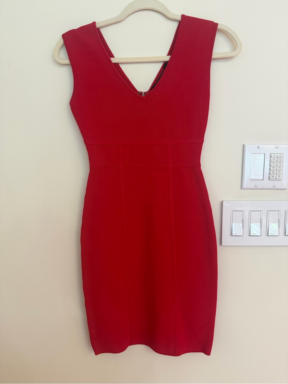 Vintage BCBGMaxAzria Red V-Neck Sheath Dress